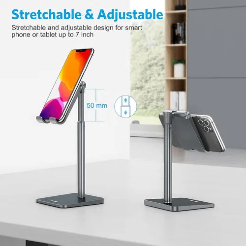 Miniatura 3 de OMOTON Soporte para teléfono celular, altura de ángulo ajustable, soporte de escritorio para iPhone Air/17 Pro Max/ 11 Pro/XS Max/XR, Samsung Galaxy