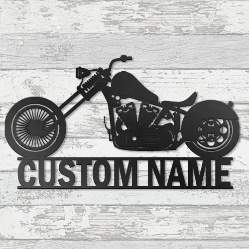 Miniatura 21 de Letrero con nombre personalizado, letrero de metal para motocicleta, decoración de pared con nombre de familia, decoración rústica para el hogar