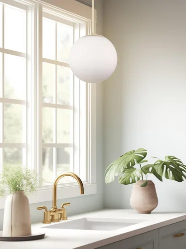 Miniatura 6 de Kira Home Ceres - Lámpara colgante de orbe de 14 pulgadas de estilo moderno de mediados de siglo con difusor esmerilado blanco mate suave, acabado