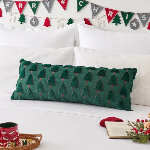 Miniatura 37 de Kevin Textile - Fundas de almohada con diseño de árbol de Navidad de 16 x 16 pulgadas, juego de 2, bordado de lujo, felpa suave, piel sintética