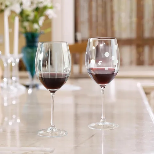 Miniatura 6 de Joeyan Copas de vino tinto y blanco sopladas a mano, copas de tallo con patrón de rayas y puntos, juego de cristalería de tallo largo tallado Copas