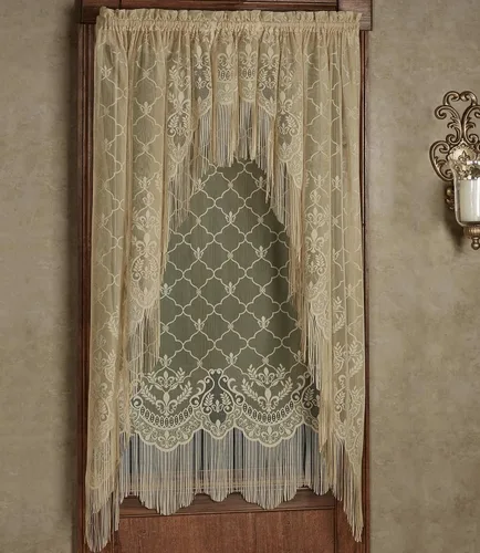 Miniatura 11 de Touch of Class Panel de cortina victoriana de encaje Fleur de Lis para ventana de poliéster - Oro antiguo - Panel de estilo europeo para ventanas