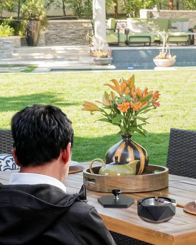 Miniatura 5 de Cenicero para exteriores con tapa, cenicero negro para patio exterior, bandeja de ceniza fresca al aire libre