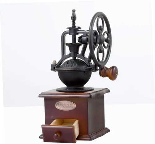 Miniatura 8 de Molinillo de café de manivela vintage, molino de madera clásico, molinillo de frijoles manual para café casero con práctico mango de ahorro