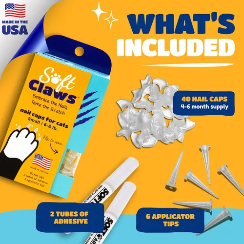 Miniatura 6 de Tapas de uñas Soft Claws para gatos pequeños – (40 tapas, negro) - Fabricado en EE. UU. - Desarrollado por veterinarios, no tóxico Protege muebles