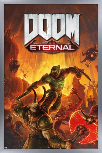Miniatura 10 de Trends International Doom Eternal - Póster de pared Marauder, 22.4 pulgadas de largo x 14.7 pulgadas, versión enmarcada en madera de granero