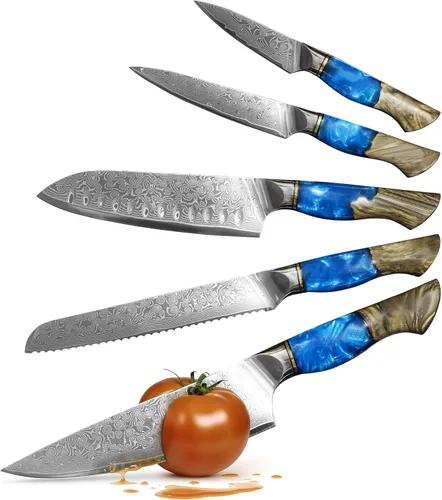 Miniatura 9 de Cuchillo de cocina de Damasco, acero de damasco de 67 capas, juego de cuchillos de chef profesionales de 13 pulgadas para cocina, mango ergonómico