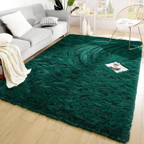 Miniatura 141 de Merelax Alfombra Moderna Suave y Esponjosa Shaggy para Dormitorio Sala de Estar Decoración de Sillas Pequeñas Alfombras Tapetes para Pies Piso, Verde