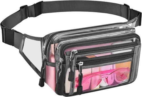 Miniatura 26 de Riñonera transparente aprobada por estadios para mujeres, para el trabajo, bolsa de cintura multiusos para viajes y eventos deportivos, Aguamarina