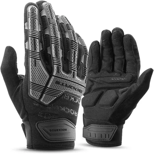 Miniatura 9 de ROCKBROS Guantes para ciclismo de montaña con almohadilla de gel, pantalla táctil y protección de nudillos para BMX MX ATV MTB Racing, color negro