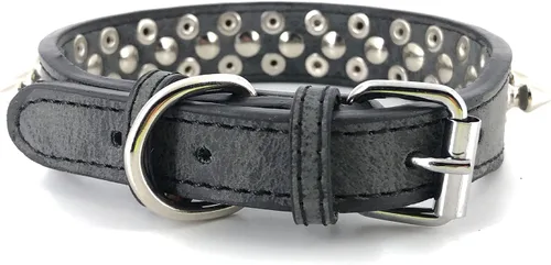 Miniatura 2 de Collar para perro con tachuelas, de piel sintética, con cúpula plateada, antimordeduras, ajustable, resistente, estilo punk, para perros pequeños