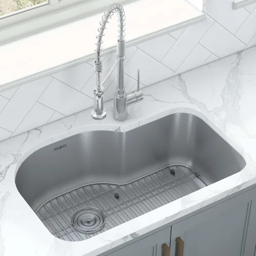 Miniatura 2 de Ruvati RVM4700 Fregadero de Cocina Bajo Encimera de 31.5 Pulgadas - Fregadero de Cocina de Acero Inoxidable Calibre 16 de Un Solo Seno con Acabado