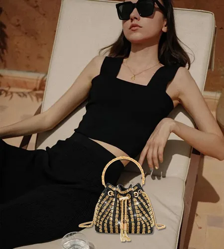 Miniatura 2 de Bolso de mano con diamantes brillantes para mujer, bolso de mano con diamantes de imitación para mujer, bolso de mano de brillo para fiesta