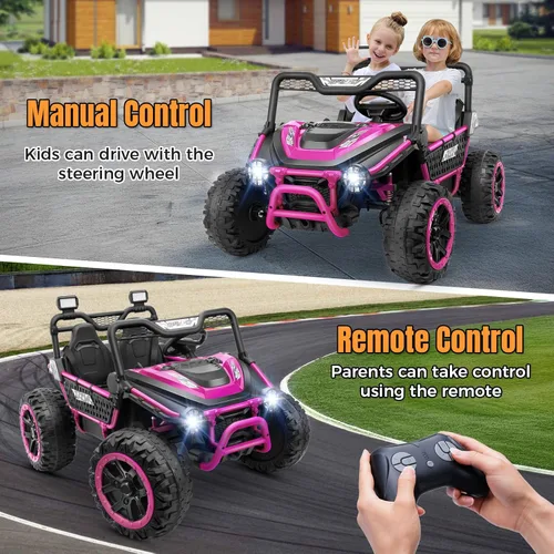 Miniatura 2 de Hikole Juguetes de Montar de 24V para Niños y Niñas, UTV para Niños de 2 Asientos con Control Remoto para Padres, Funciona con Motores de Batería