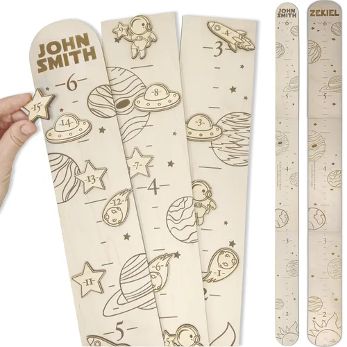 Miniatura 14 de Tabla de Crecimiento Personalizada de la Selva de Madera - Regla de Crecimiento Grabada para Niños, Tabla de Medición de Altura para Niños Bebés