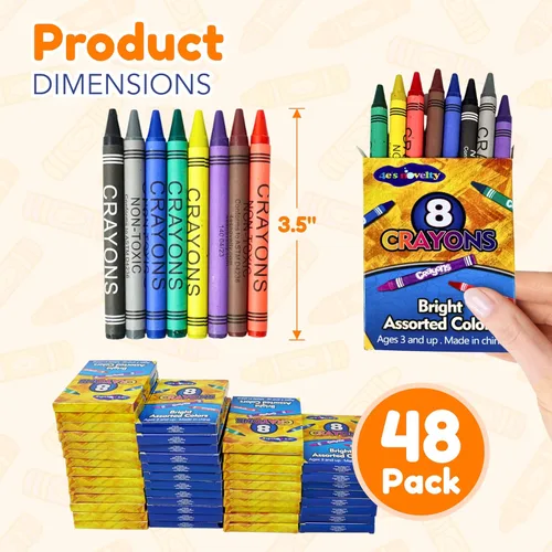 Miniatura 5 de 4E's Novelty 48 cajas de 8 paquetes de crayones a granel para niños, crayones para el aula, suministros para profesores, suministros escolares