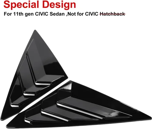 Miniatura 3 de Persianas triangulares para ventana lateral trasera Civic de 11ª generación, estilo carreras, para Honda Civic Sedan 2022, 2023, 2024, 2025, 2026
