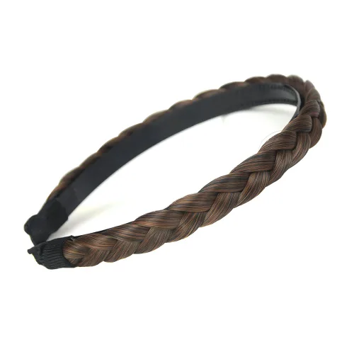Miniatura 7 de Ancho de 1.5 cm Banda de pelo sintético trenzada estrecha con dientes para mujeres y niñas (Negro)