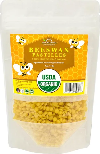 US Organic. Pastillas de cera de abeja orgánica, de calidad Premium, 100% certificado por la USDA ideal para proyectos (velas, bálsamo de labios,