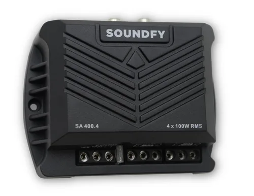 Soundfy SA 400.4 - Amplificador de audio para auto de 4 canales digitales, 400W RMS 2 ohmios estables, amplificador multicanal compacto clase D con