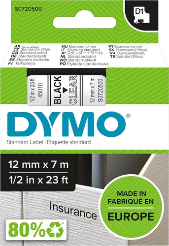 Miniatura 11 de DYMO DYMS0720610 - Cinta de cartucho, 0.472 in x 23.0 ft, color blanco sobre negro