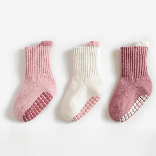 Miniatura 8 de Calcetines tobilleros antideslizantes para niños pequeños con pinzas para recién nacidos, elásticos, para bebés de 1 a 3 años, 3 pares