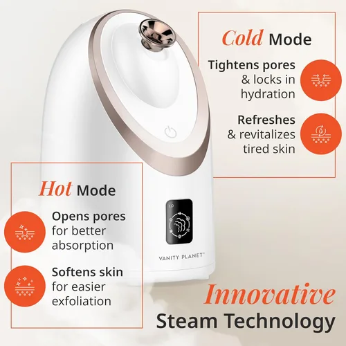 Miniatura 3 de Vanity Planet Senia - Vaporizador facial caliente y frío, vaporizador facial para limpieza profunda facial, aromaterapia, desintoxicante e