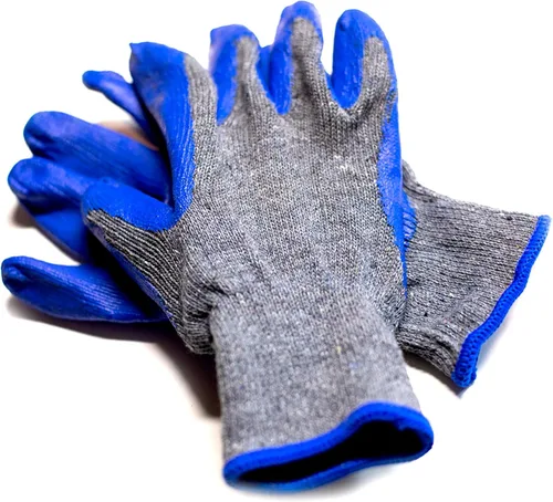 Miniatura 2 de G & F Products 3108-10 Guantes de trabajo con palma de tejido de cuerda, guantes cubiertos de látex, guantes recubiertos de nitrilo para uso 2-Azul