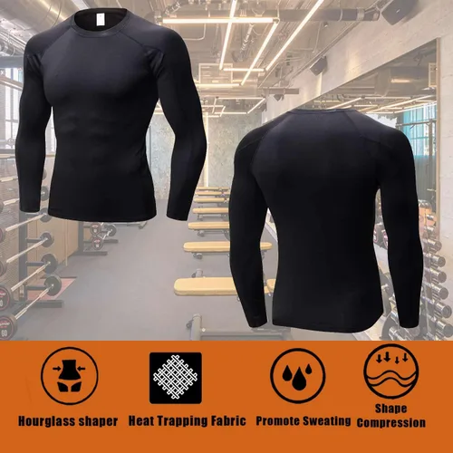 Miniatura 5 de Sauna Sudor Camisa Entrenador de Cintura para Hombres Chaleco de Compresión Entrenamiento Ropa de Gimnasio Mejorador de Sudor Manga Larga