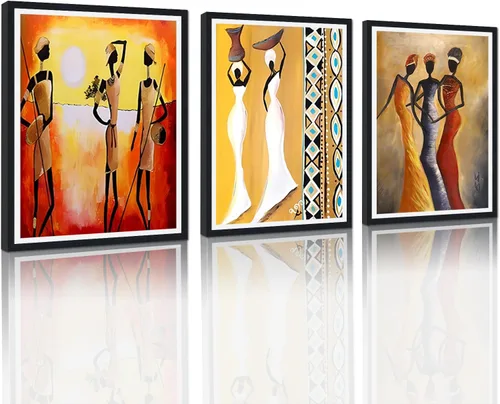 Miniatura 60 de MAMAGO Lienzo decorativo para pared, pintura de belleza dorada y negra, fotos de mujeres africanas, hermosos pósteres de mujer negra, impresiones