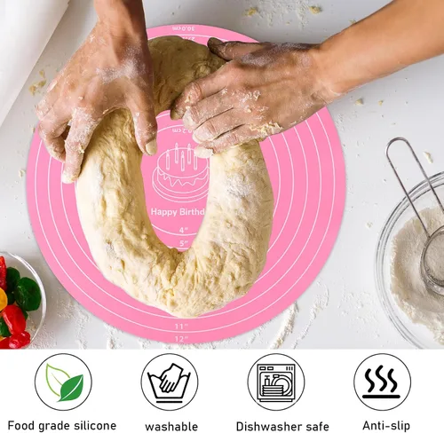 Miniatura 4 de Tapete de silicona para hornear pasteles, alfombrilla redonda de silicona para hornear con medidas para bandeja giratoria de pasteles, bandeja