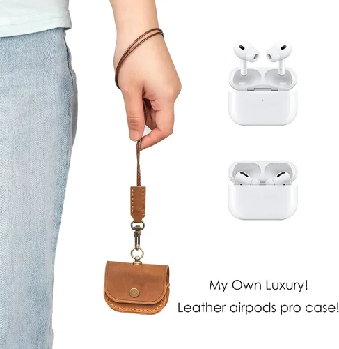 Miniatura 5 de Musiin Bolsa de cuero de alta calidad compatible con Airpods Pro 2/1 y auriculares, funda protectora de almacenamiento, funda de transporte portátil