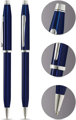 Miniatura 93 de Cross Century II - Bolígrafo de punta Selectip, lacado negro con detalles chapados en oro de 23 quilates