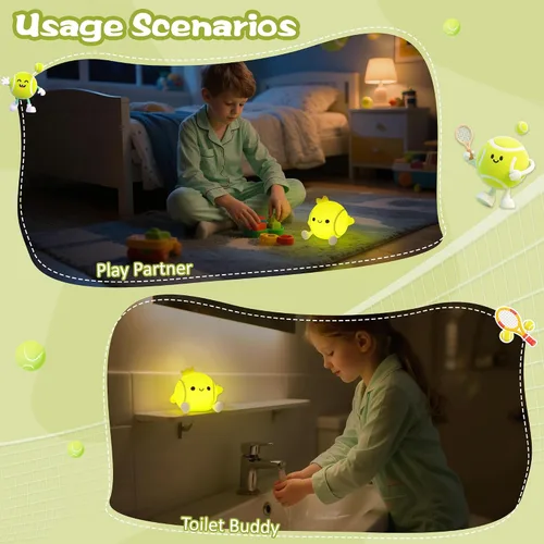 Miniatura 5 de CoolGift Mart Regalos de Tenis, Linda Luz Nocturna de Silicona con Pelota de Tenis, Control Táctil y Temporizador, Adecuada para Lactancia Lectura