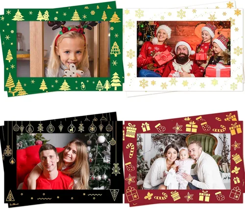ceiba tree Tarjetas de Marco de Fotos Navideñas Paquete de 40 Lámina Dorada Tarjetas de Felicitación Navideñas con Sobres