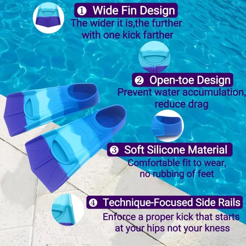 Miniatura 61 de Gugmoy Kids Swim Fins,Comfortable Silicone Flippers for Swimming and Diving,Size Suitable Beginners Kids Girls Boys Adults