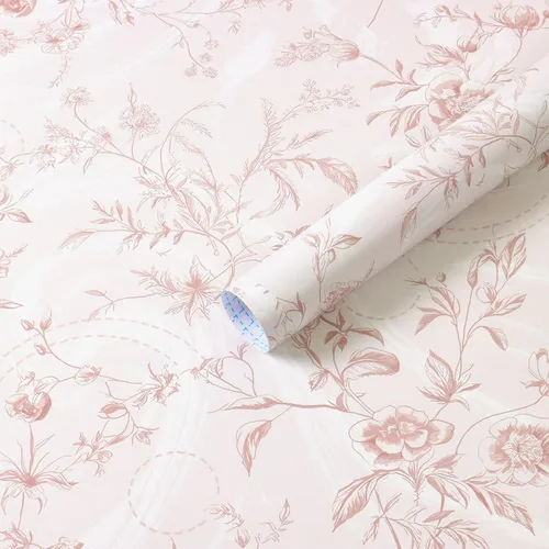 Miniatura 32 de Dimoon Papel tapiz de 78.7 x 17.3 pulgadas, papel de contacto para despegar y pegar, papel tapiz bohemio beige, marrón, floral, extraíble
