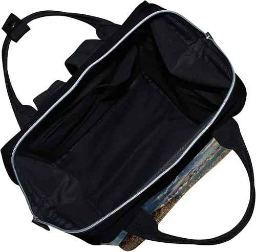 Miniatura 7 de Bolsa de pañales para bebés de gran capacidad, estilista de peluquería, tijeras de impresión duradera multifunción mochila de viaje, Alien Planeta