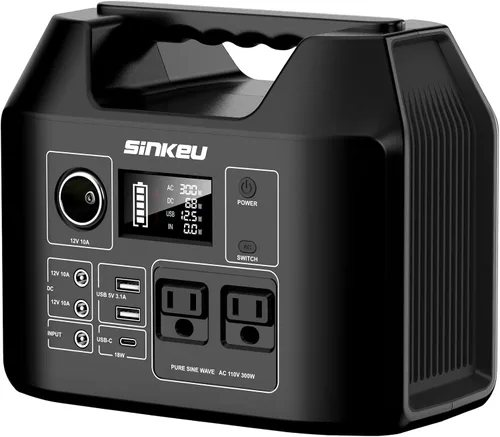 SinKeu Estación de energía portátil de 80000 mAh, batería de reserva LiFePO4 de 256 Wh, salidas de CA de 300 W, banco de energía para emergencias de