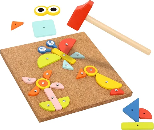 TOOKYLAND Juego de clavos de madera - 82 piezas de martillo y clavos golpeando juguete, a partir de 4 años