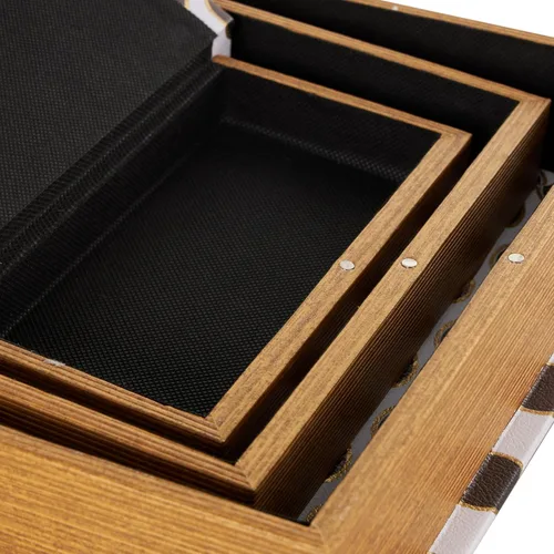Miniatura 4 de Deco 79 Caja decorativa de piel sintética con forma de libro con patrones circulares negros y dorados, juego de 3 cajas decorativas de recuerdo
