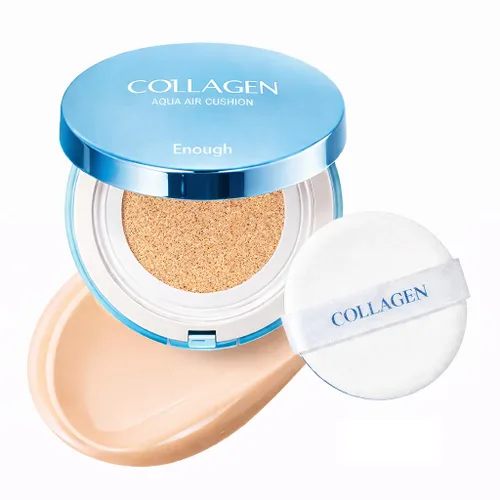 Enough Cojín de aire de colágeno Aqua, base hidratante con SPF50, acabado húmedo y refuerzo de colágeno, belleza coreana esencial para piel #13