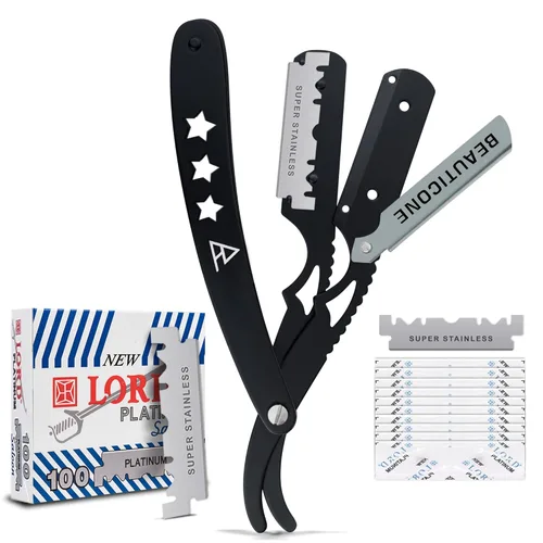 Miniatura 10 de Beauticone Navajas rectas para hombres, navaja de borde recto, 100 cuchillas de un solo filo, acero inoxidable, navaja de barbero para el afeitado
