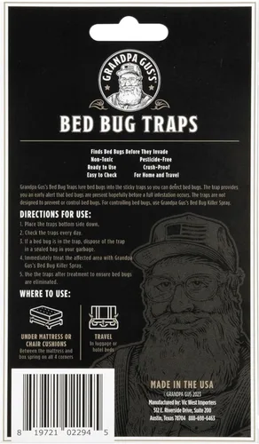 Miniatura 8 de Trampas adhesivas para chinches de Grandpa Gus's para el hogar y viajes, detección temprana, dura hasta 6 meses, diseño pequeño y discreto patentado