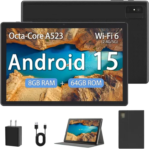 Miniatura 11 de Tablet Android de 10 pulgadas, 8 GB de RAM, 64 GB ROM 1 TB expandible Android 15, Octa-Core, WiFi 6 (2.4G/5G), pantalla de 1280 x 800, tabletas
