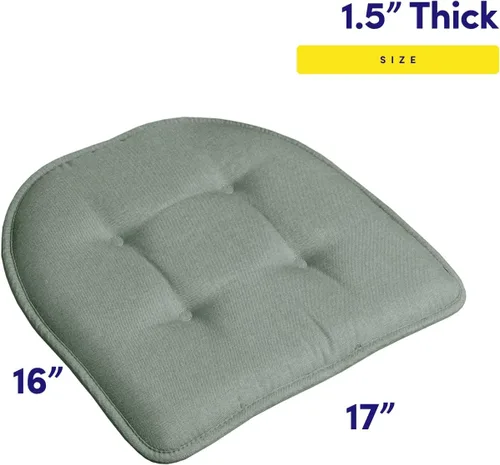 Miniatura 2 de Sweet Home Collection - Cojín de asiento de espuma viscoelástica y respaldo de caucho antideslizante con capitoné para silla, cojín en U, 17x16
