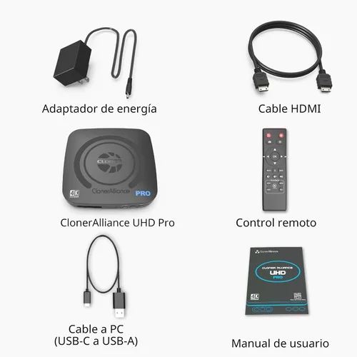 Miniatura 5 de ClonerAlliance UHD Pro, grabadora de video 4K, DVR de captura HDMI con códec H.265/H.264, grabación cinemática de 4K a 24 fps (hasta 4K @30 fps),