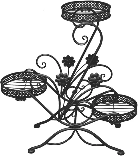 Miniatura 4 de Soporte para plantas de 3 niveles, estantes de metal para flores, soporte de exhibición de plantas para interiores y exteriores, soporte para macetas