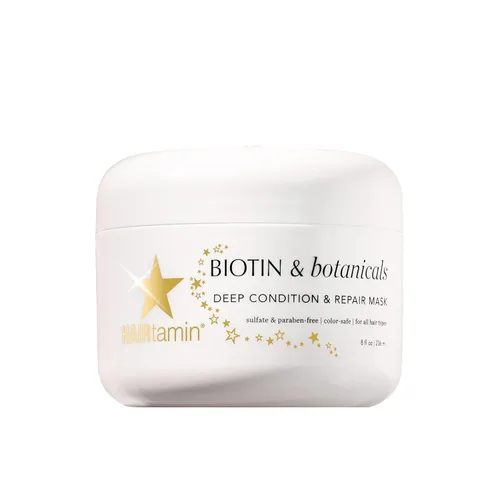 HAIRtamin Acondicionador para el cabello – Biotin & Botanicals - Mascarilla acondicionadora profunda para reparación de cabello seco, dañado y