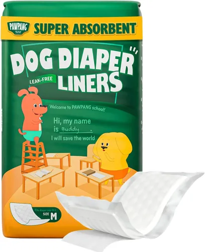 Miniatura 12 de PAWPANG Forros desechables para pañales para perros machos y hembras, 100 unidades, 5 opciones de tamaño, insertos de pañales para perros que se